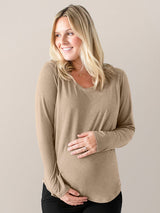 Bamboo Nursing & Maternity Long Sleeve T-shirt | Wheat - HoneyBug 