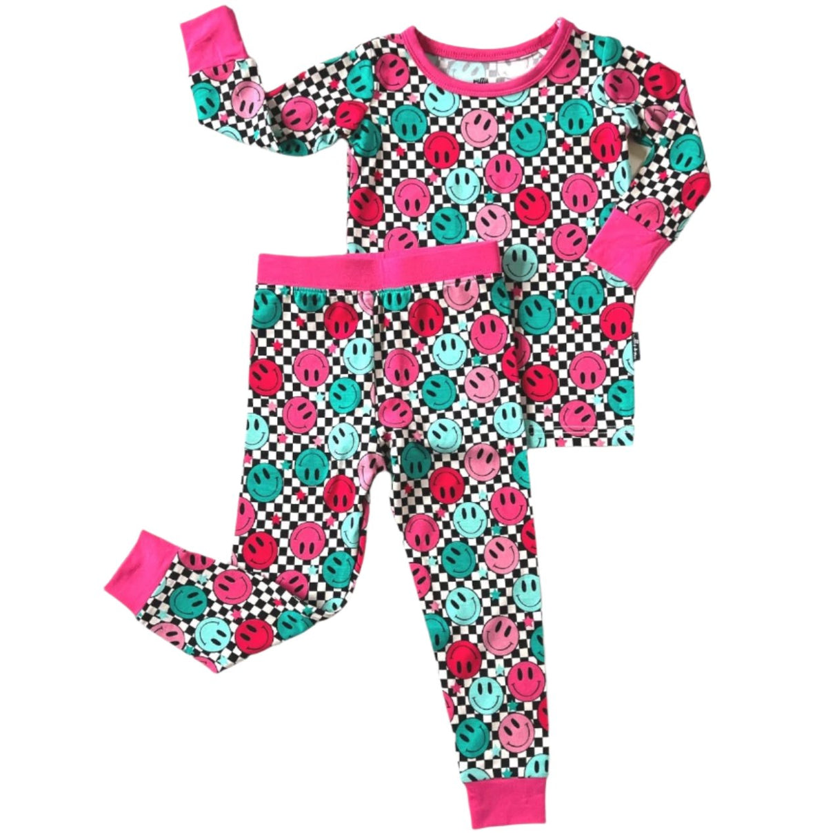 LONG SLEEVE 2 PIECE SETS- Pink Check Smile