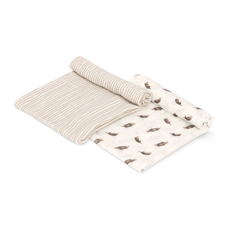 Otter & Taupe Wave Swaddle Set