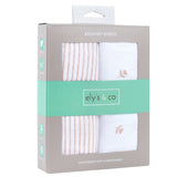 Bassinet Sheet Set - Mauve Tulips & Stripes