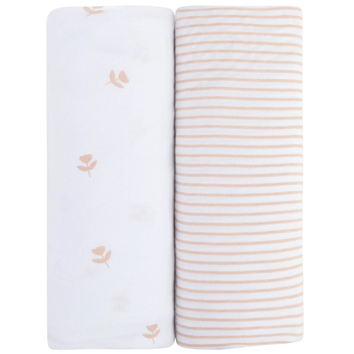 Bassinet Sheet Set - Mauve Tulips & Stripes