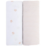 Pack N Play I Portable Crib Sheet Set - Mauve Tulip & Stripes - HoneyBug 