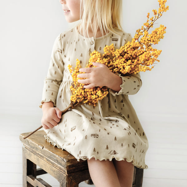 Organic Long Sleeve Twirl Dress - Camplife - HoneyBug 