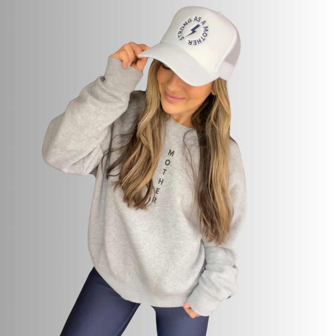 Strong as a mother™ Embroidered Trucker Hat - White - HoneyBug 