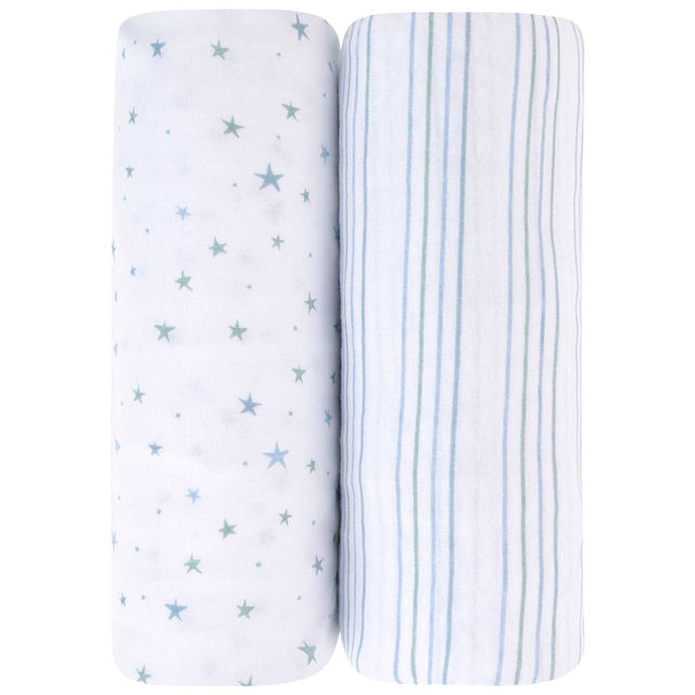Crib Sheet Set - Dusty Blue Stars - HoneyBug 