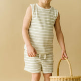 Organic Baby Toddler Tee & Shorts - Foam Stripes