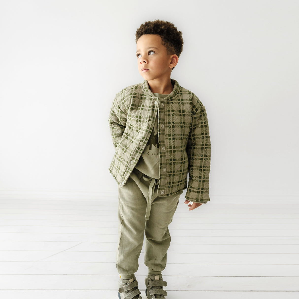 Organic Kids Merino Wool Buttoned Jacket - Plaid