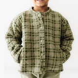 Organic Kids Merino Wool Buttoned Jacket - Plaid