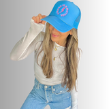 Strong as a mother™ Embroidered Trucker Hat - Sky Blue - HoneyBug 