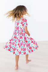 Neon Floral S/S Pocket Twirl Dress