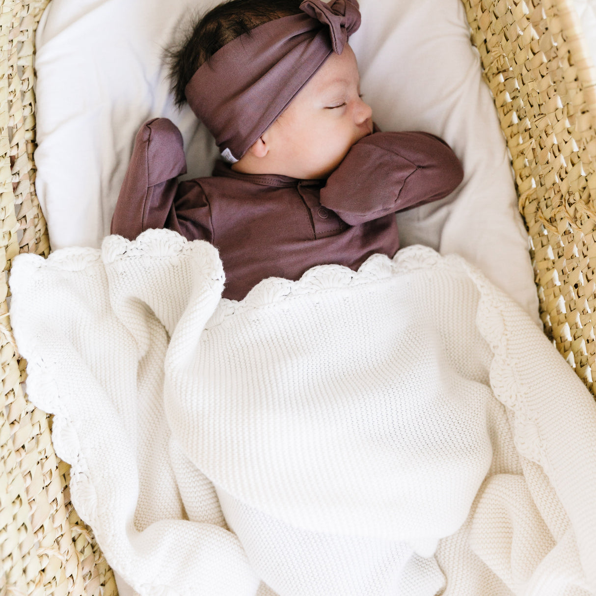 Organic Cotton Scalloped Baby Blanket - Ivory