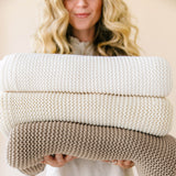 Chunky Knit Throw Blanket - Ivory