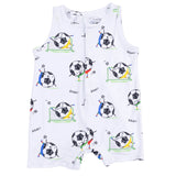 Soccer Balls Playing Soccer  Blue - Sleeveless Shortie Romper
