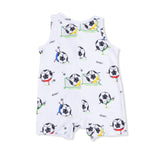 Soccer Balls Playing Soccer  Blue - Sleeveless Shortie Romper