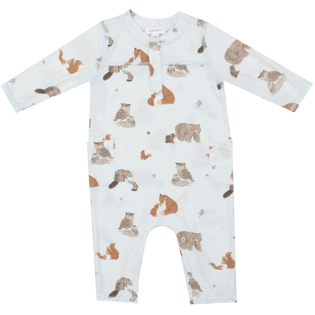 Uni Romper - Mixed Woodland Animals Blue