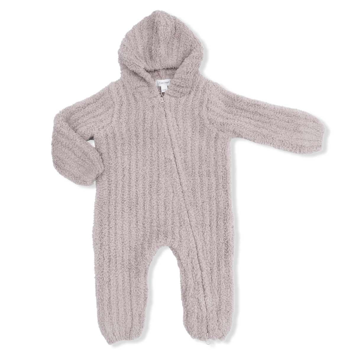 Chenille - Stone Hooded Romper with Striped Texture
