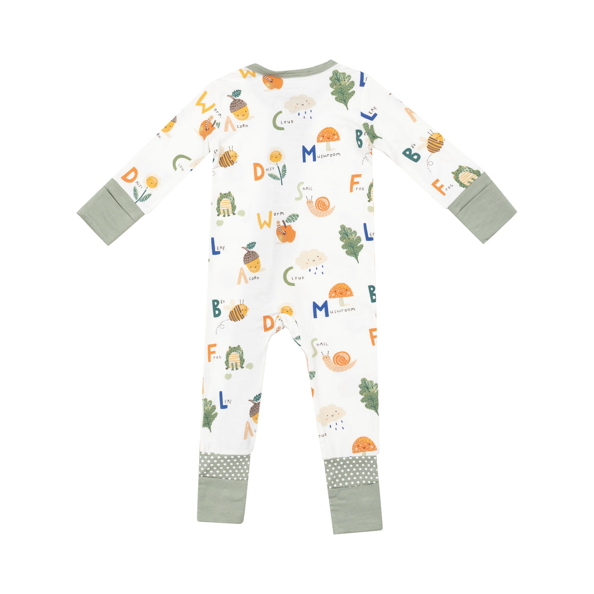 2 Way Zipper Romper - Nature Abc'S