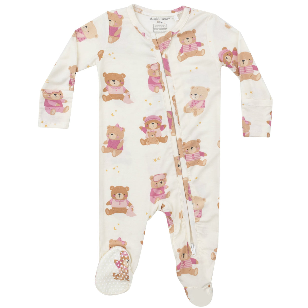 2 Way Zipper Footie - Teddy Bears Pink