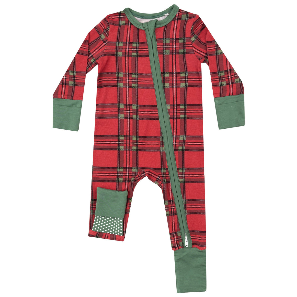 2 Way Zipper Romper - Vintage Holiday Plaid