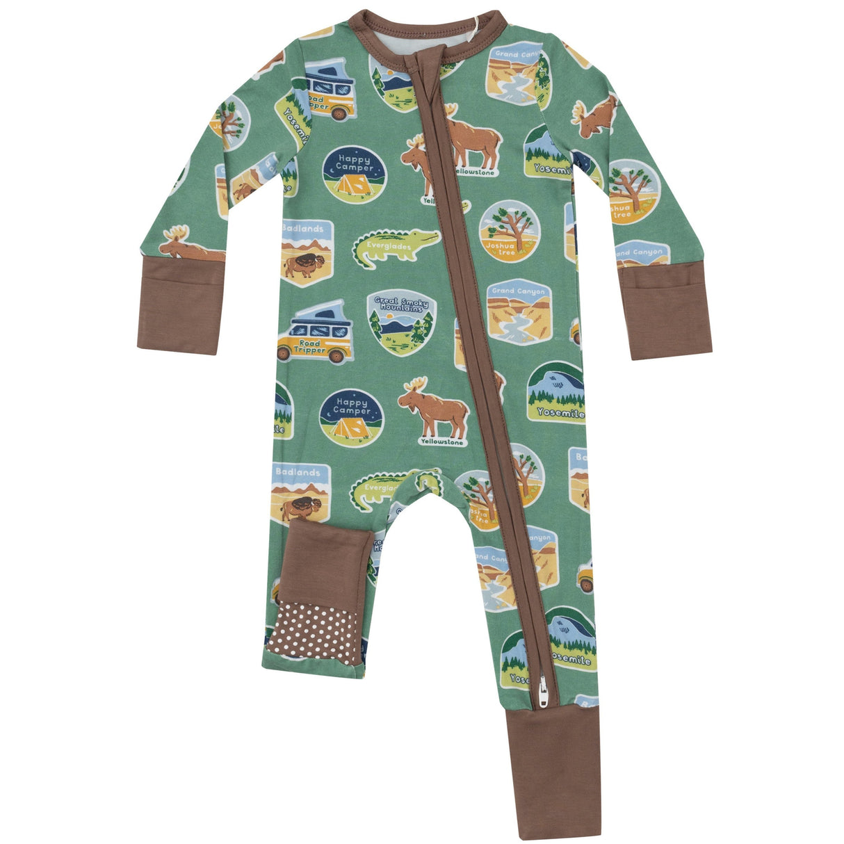 2 Way Zipper Romper - National Park Stickers