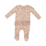 2 Way Ruffle Zipper Footie - Sweet Rose Calico