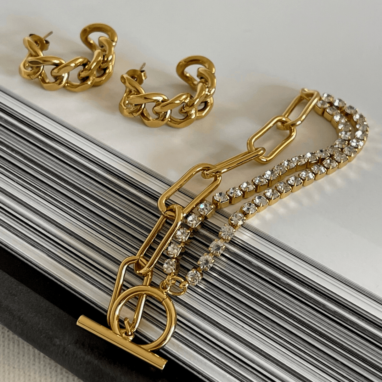 Braxton Chain Hoop Earring - HoneyBug 