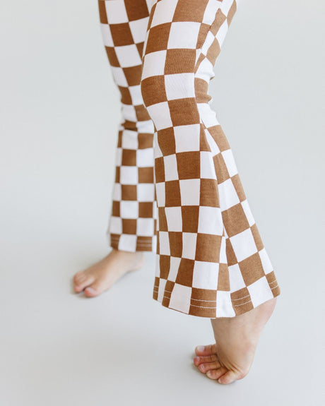 Checkered Flare Pants | Copper - HoneyBug 