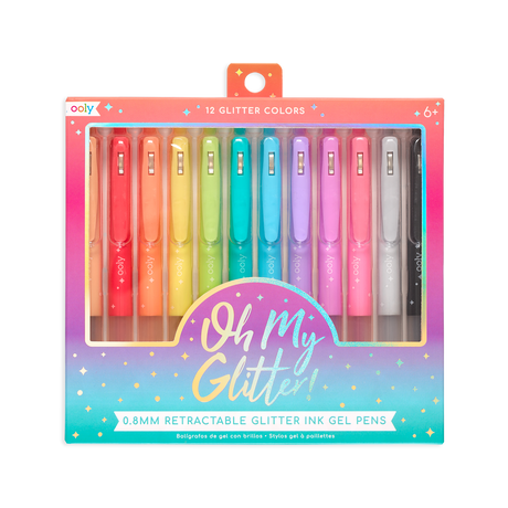 Oh My Glitter! Retractable Gel Pens - Set of 12 by OOLY - HoneyBug 