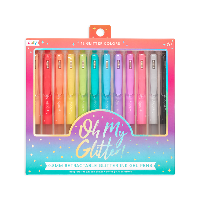 Oh My Glitter! Retractable Gel Pens - Set of 12 by OOLY - HoneyBug 