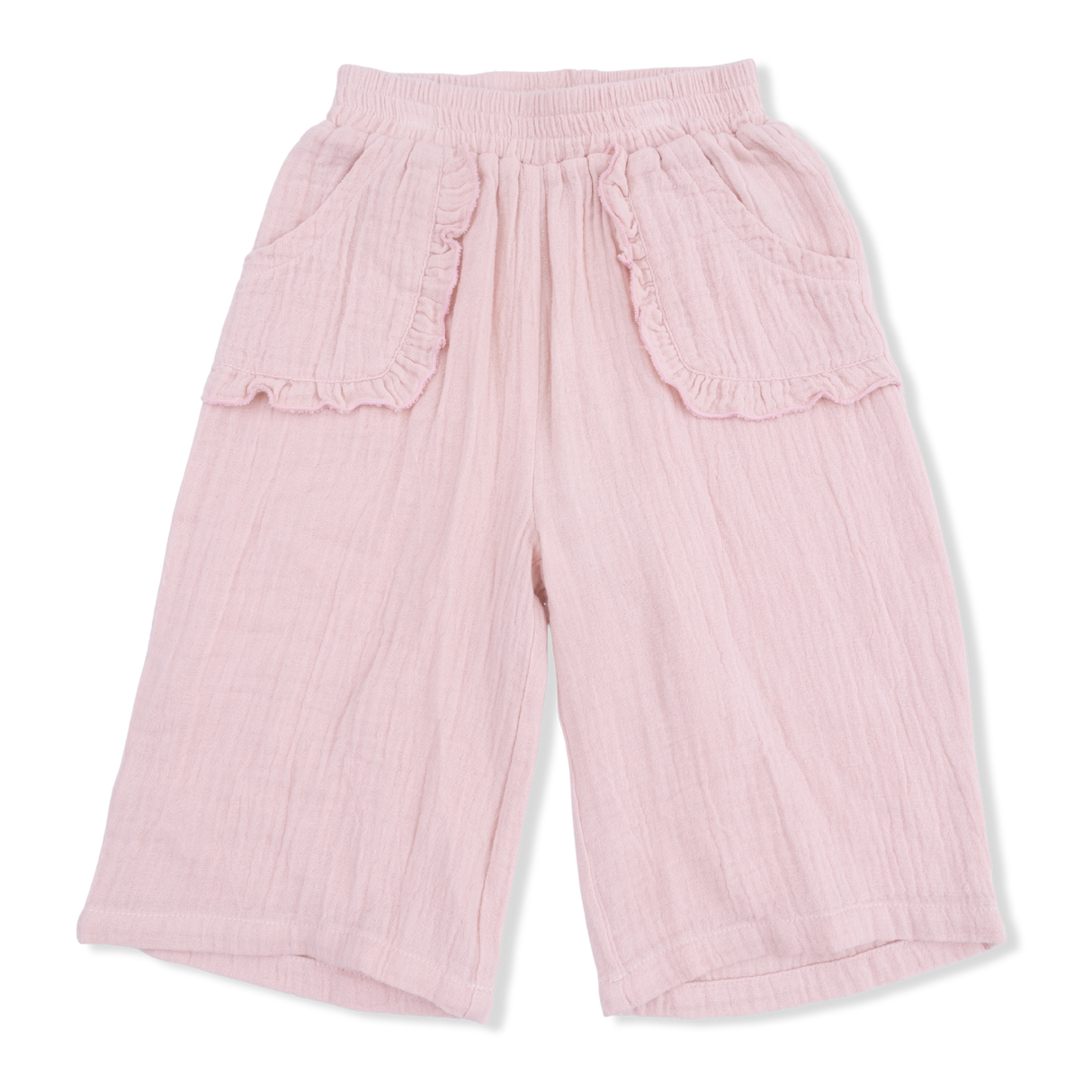Solid Muslin Lotus - Wide Leg Pant with Ruffle Pocket