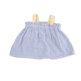 Micro Gingham Blue Blizzard - Top with Bows and Ruffle Leg Bloomer