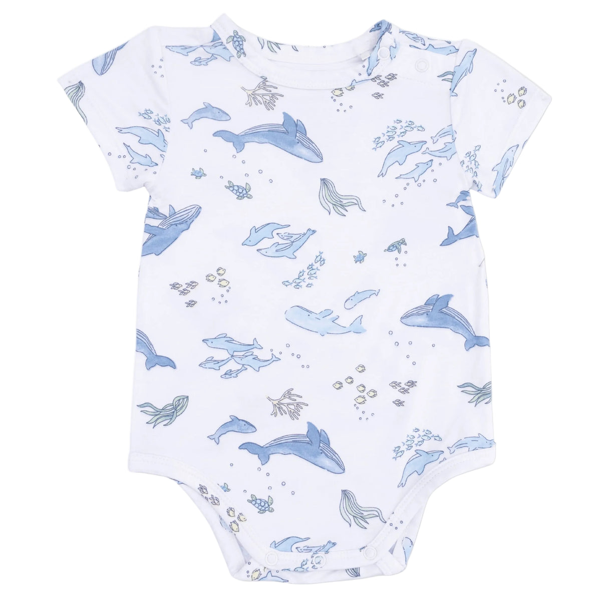 Watercolor Blue Whales - Short Sleeve Bodysuit