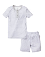 Kid's Pima Snug Fit Pajama Short Set in Grey Stripes