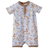 Wild Wrangler/Blue Western Bamboo Shorty Romper for Boys