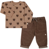 Organic Tee and Corduroy Pant Set - Espresso