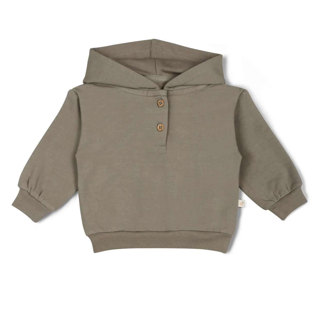 Organic Fleece Henley Hoodie - Olive