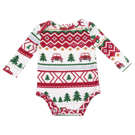 Lap Shoulder Bodysuit - Red Truck Fair Isle - HoneyBug 
