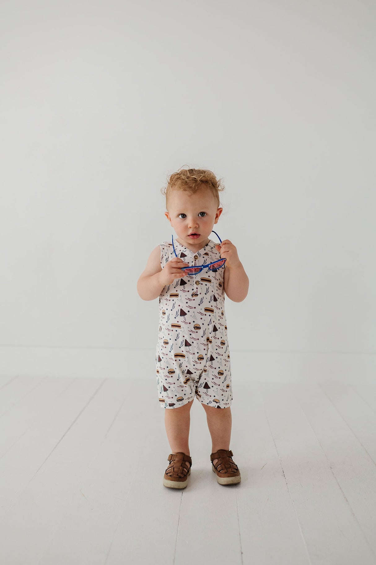 Boy's Sleeveless Romper - HoneyBug 