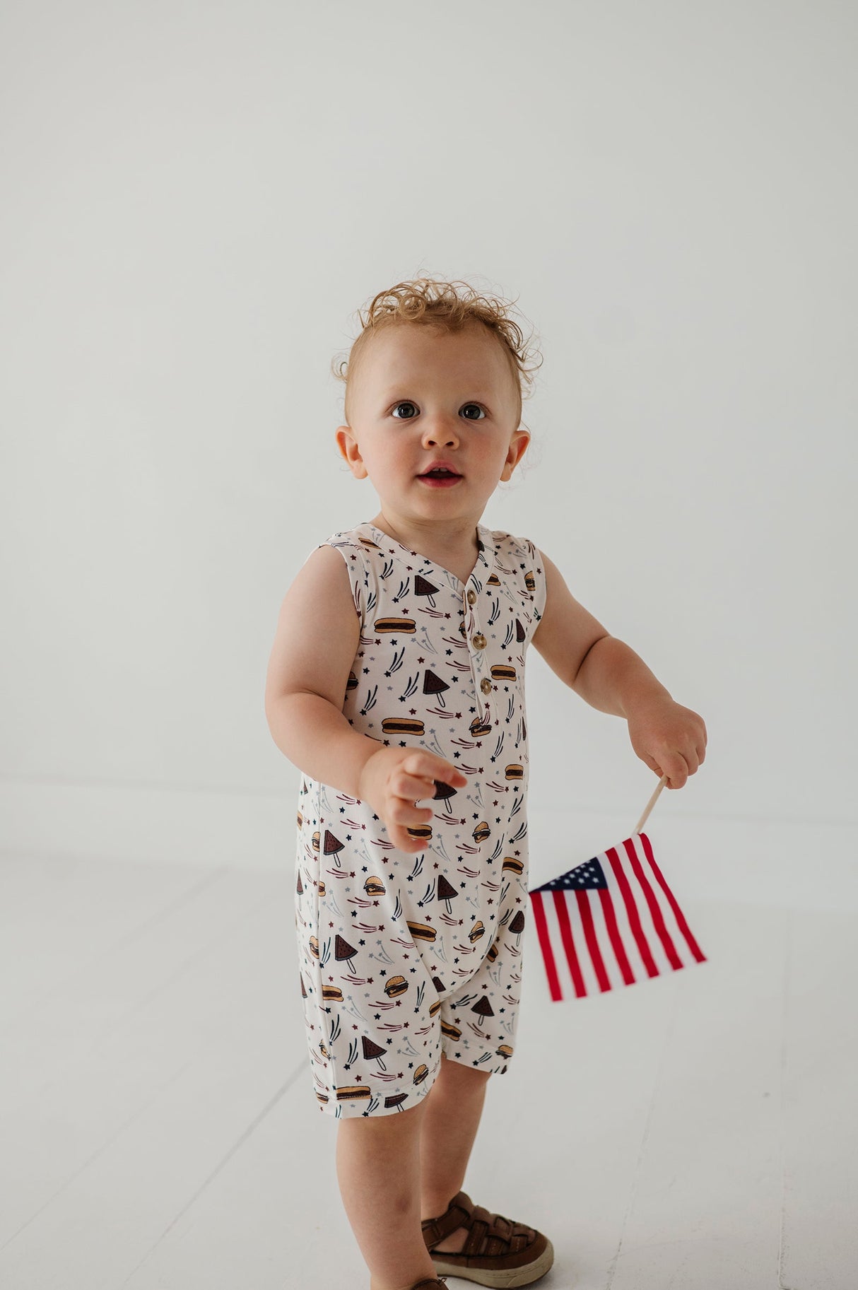 Boy's Sleeveless Romper - HoneyBug 