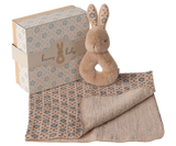 Rabbit Rattle Set - Cream Peach - HoneyBug 