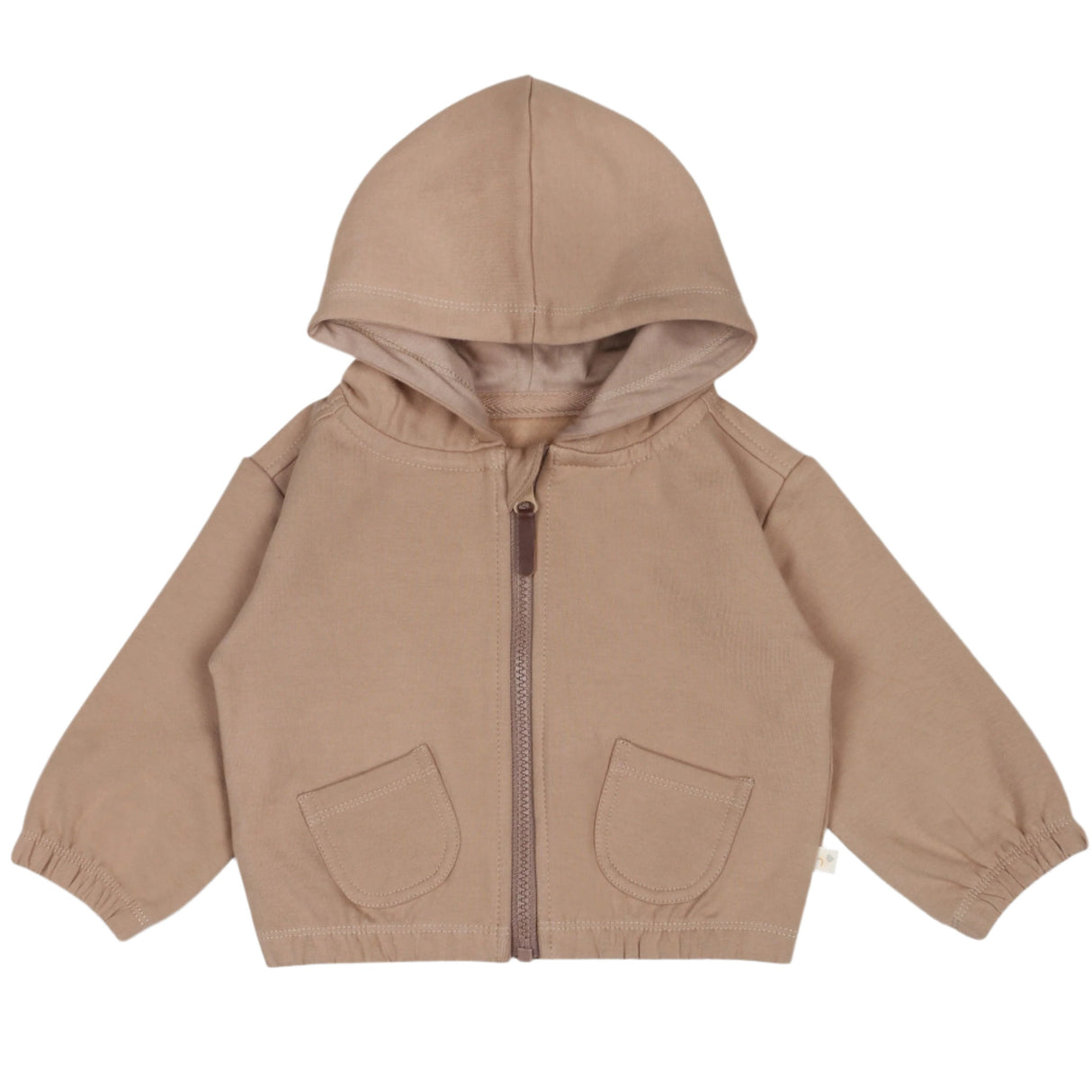 Organic Fleece Hooded Jacket - Taupe