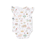 Cute Farm Animals Pink - Ruffle Sleeve Bodysuit