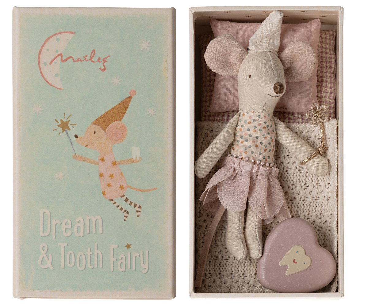 Tooth Fairy Mouse, Little Sister in Match Box - HoneyBug 