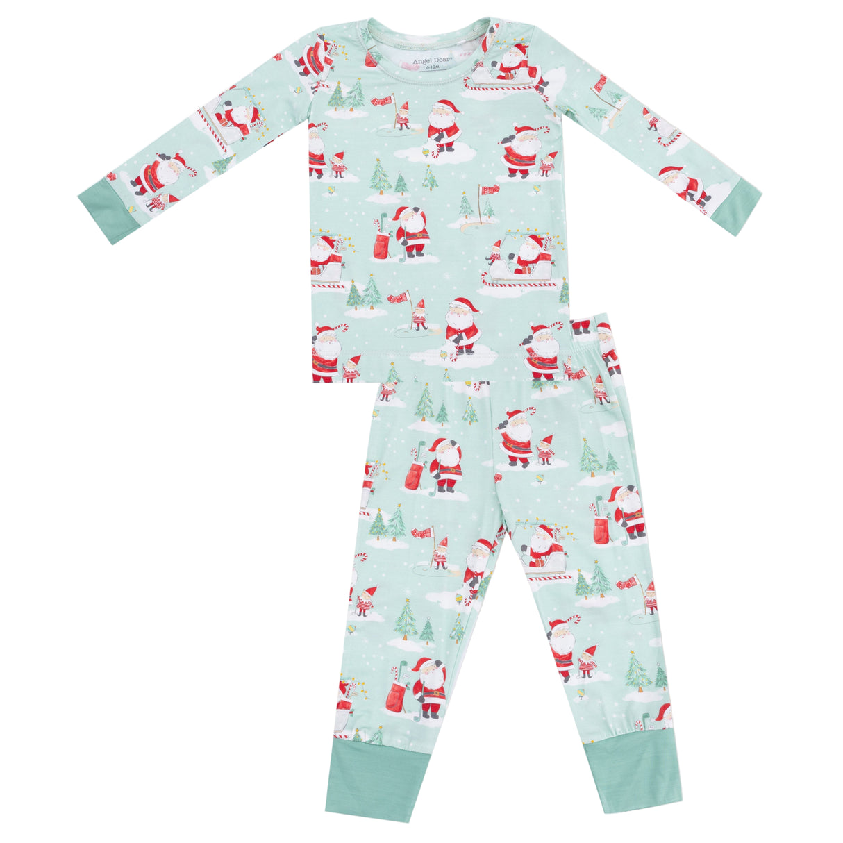 Long Sleeve Loungewear Set - Golfing Santa and Elves - HoneyBug 