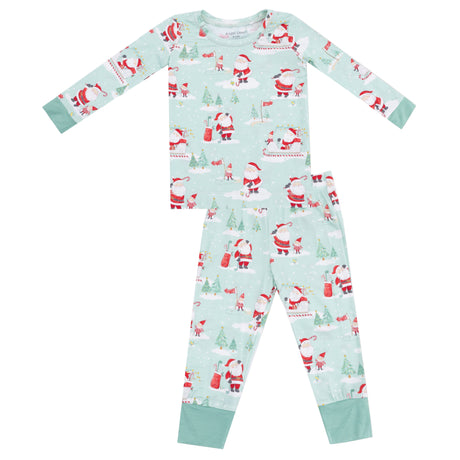 Long Sleeve Loungewear Set - Golfing Santa and Elves - HoneyBug 