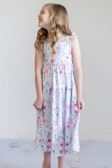 Pastel Wildflowers Ruffle Maxi Dress