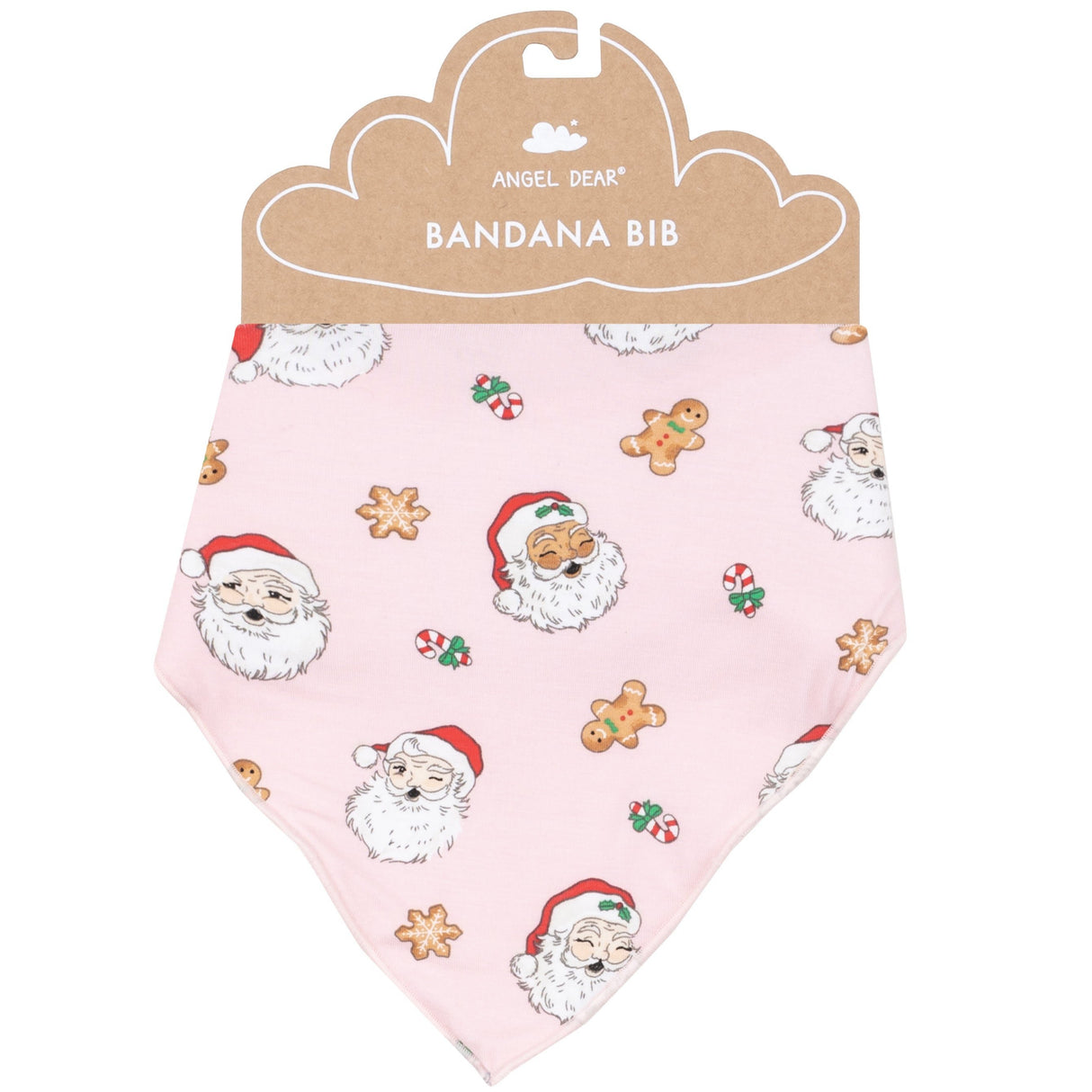 Bandana Bib - Vintage Santas Pink