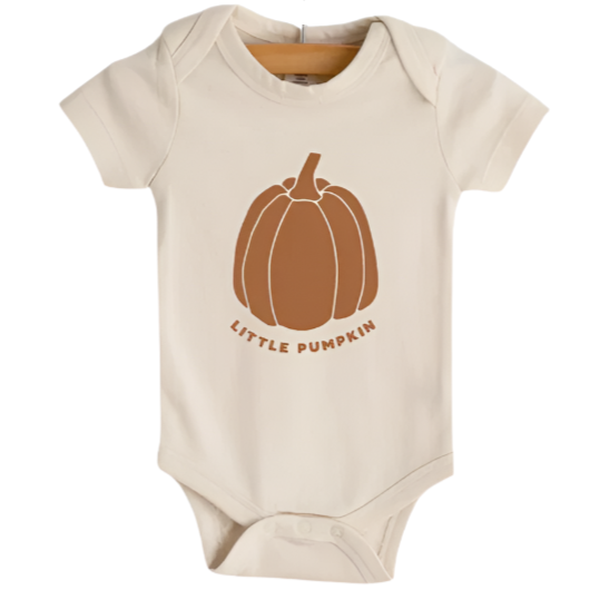 Pumpkin - Cream Short Sleeve Bodysuit - HoneyBug 