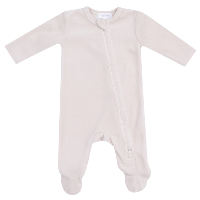 Oatmeal Velour Footie - HoneyBug 