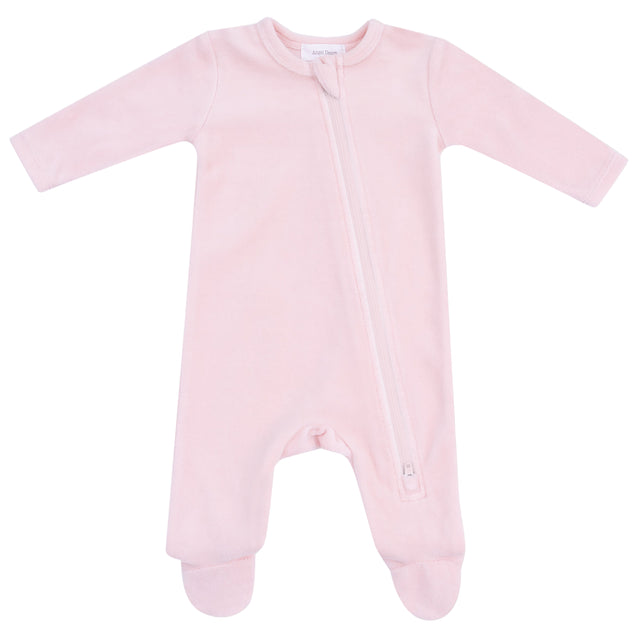 Pink Velour Footie - HoneyBug 